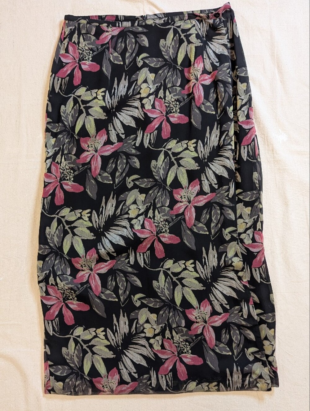 Preston & York Black Column Maxi Skirt with Pink and Green Floral Print - Picture 4 of 9